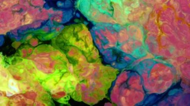 Soyut Sonsuz Renk Döngüleri ve Patlamalar Ayrıntılı Renkli Yüzey Boyaları Hipnotize Ediyor.