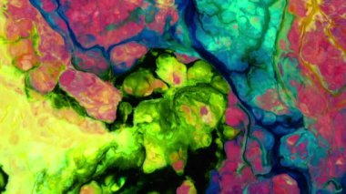 Soyut Sonsuz Renk Döngüleri ve Patlamalar Ayrıntılı Renkli Yüzey Boyaları Hipnotize Ediyor.