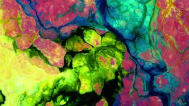 Soyut Sonsuz Renk Döngüleri ve Patlamalar Ayrıntılı Renkli Yüzey Boyaları Hipnotize Ediyor.