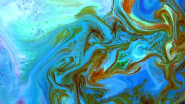 Renkli Renkli Rüya Boyası Mürekkep Yüzeyi Sıvı Türbülans Hareketiyle Yayılıyor