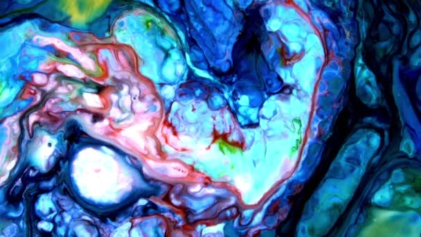 液体湍流运动中的梦幻般色彩斑斓的混沌水墨扩散 — 图库视频影像