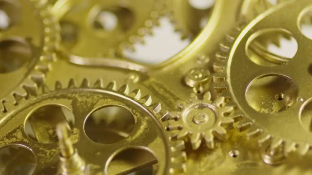 Lavorare Ingranaggi Dorati Con Cogs Azione — Video Stock