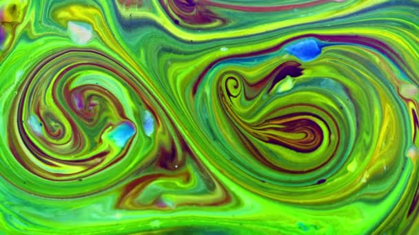 详细表面彩色涂料喷涂中的有机涡旋无限大超现实催眠 — 图库视频影像