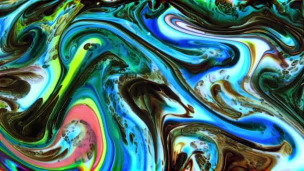 Abstrakte Unendliche Farbschleifen Und Explosionen Hypnotisieren Detaillierten Oberflächen Bunte Farbaufstriche — Stockvideo