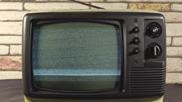 Старый Винтажный Телевизор Картинки Экране — стоковое видео