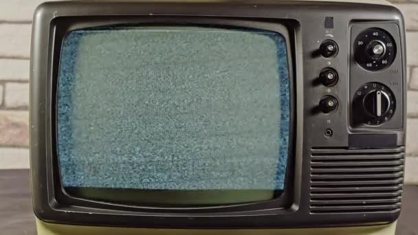 Antiguo Televisor Sin Señal Sonido Blanco Negro — Vídeo de stock