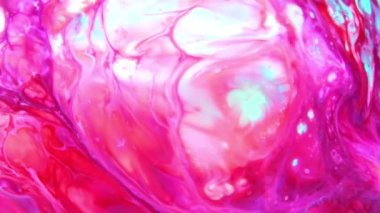 Soyut Sonsuz Renk Döngüleri ve Patlamalar Ayrıntılı Renkli Yüzey Boyaları Hipnotize Ediyor.