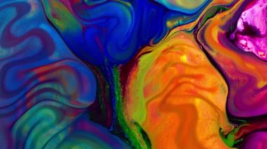 Soyut Sonsuz Renk Döngüleri ve Patlamalar Ayrıntılı Renkli Yüzey Boyaları Hipnotize Ediyor.