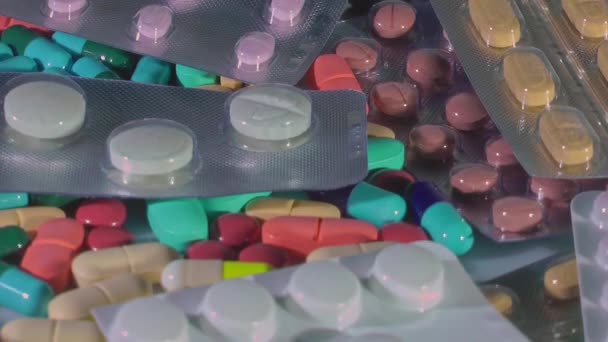 Médicos Montones Tabletas Cápsulas Filmación — Vídeo de stock