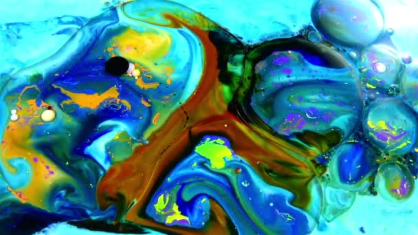 Loops Cores Infinitas Abstratas Explosões Hipnotizando Espalhamentos Tinta Colorida Superfície — Vídeo de Stock