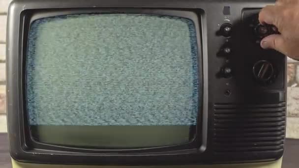 Antiguo Canal Televisión Analógica Búsqueda Mano — Vídeo de stock