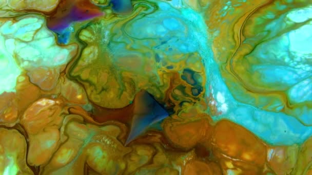 Abstrakta Oändliga Färgslingor Och Explosioner Hypnotisering Detaljerad Yta Färgglada Målningar — Stockvideo