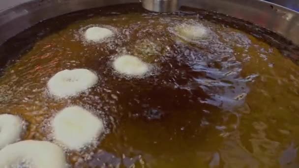 Massa Massa Donut Lokma Turca Fritura Fundo — Vídeo de Stock