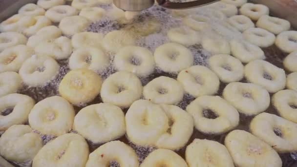 Pasta Ciambella Turca Lokma Pasta Frittura Profonda — Video Stock
