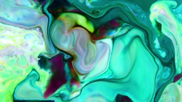 Abstrakt Uendelig Farve Sløjfer Eksplosioner Hypnotiserende Detaljerede Overflade Farverige Maling – Stock-video