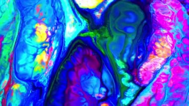 Soyut Sonsuz Renk Döngüleri ve Patlamalar Ayrıntılı Renkli Yüzey Boyaları Hipnotize Ediyor.