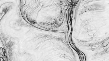 Ayrıntılı Yüzey Beyaz ve Siyah Boya Dokusunda Soyut Organik Girdap Sonsuz Gerçeküstü Hipnotize