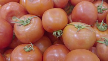 Pazar Sayacı Görüntülerindeki Taze Doğal Domatesler Yığını.