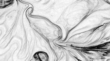 Soyut Siyah-Beyaz Resmin Sıvı Renkleri Sıvı Doku Görüntüsü.