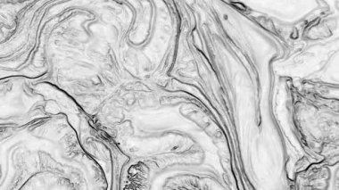 Yatay Beyaz ve Siyah Sıvı Boyanın Soyut Arkaplanı Doku Görüntüsünü Yayar.