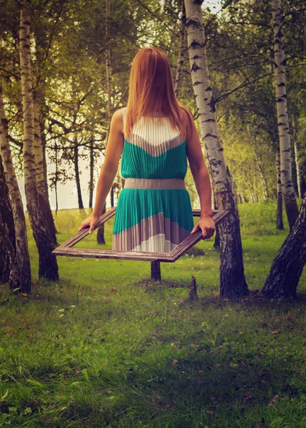 Scary woman in forest — Stock Photo, Image