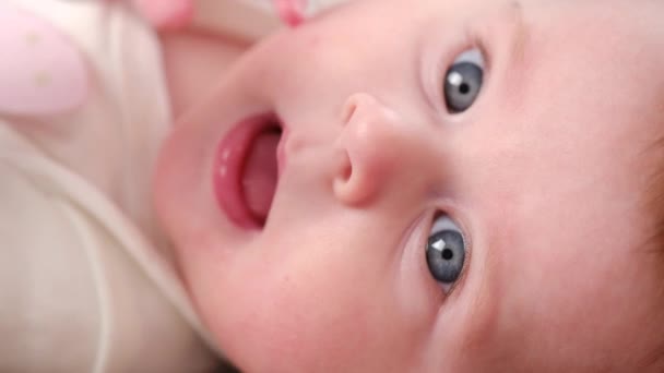 Concept Enfance Dentition Focus Sélectif Portrait Gros Plan Douce Petite — Video