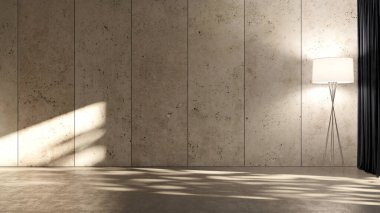 Büyük lüks, modern, parlak iç mekanlar. Oturma odası tasviri. 3D görüntüleme.