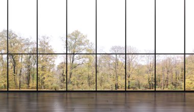 Büyük lüks, modern, parlak iç mekanlar. Oturma odası tasviri. 3D görüntüleme.