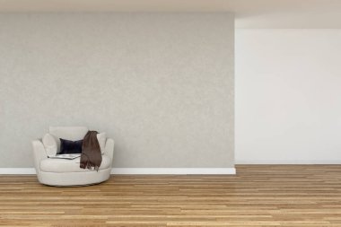 Büyük lüks, modern, parlak iç mekanlar. Oturma odası tasviri. 3D görüntüleme.