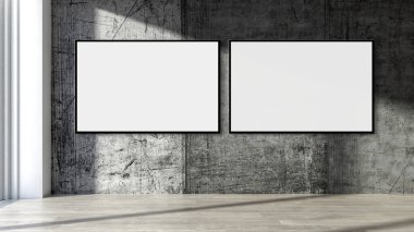 Büyük lüks, modern, parlak iç mekanlar. Oturma odası tasviri. 3D görüntüleme.