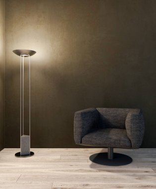 Büyük lüks, modern, parlak iç mekanlar. Oturma odası tasviri. 3D görüntüleme.