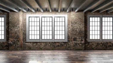 Büyük lüks, modern, parlak iç mekanlar. Oturma odası tasviri. 3D görüntüleme.