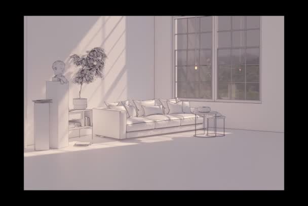 Contemporary Movie Clip Illustration Modern Living Room Interior Video Clip