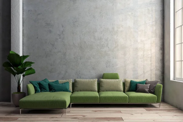 Büyük lüks, modern, parlak iç mekanlar. Oturma odası tasviri. 3D görüntüleme.