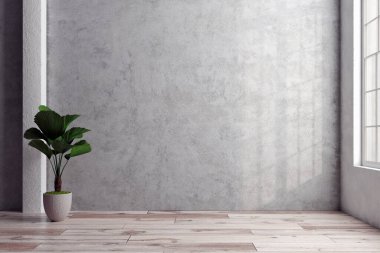 Büyük lüks, modern, parlak iç mekanlar. Oturma odası tasviri. 3D görüntüleme.