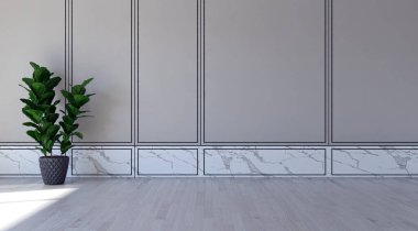 Büyük lüks, modern, parlak iç mekanlar. Oturma odası tasviri. 3D görüntüleme.