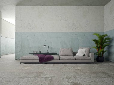 3D tasviri, büyük lüks, modern, parlak iç mekânlar sunuyor. Oturma odasındaki model bilgisayarlar dijital olarak oluşturuluyor.