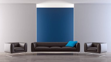 3D tasviri, büyük lüks, modern, parlak iç mekânlar sunuyor. Oturma odasındaki model bilgisayar dijital olarak üretiliyor.