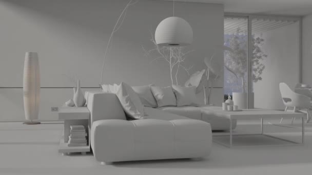Zeitgenössischer Film Clip Illustration Modernes Wohnzimmer Interieur — Stockvideo