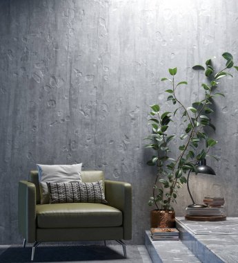 3D tasviri, büyük lüks, modern, parlak iç mekânlar sunuyor. Oturma odasındaki model bilgisayarlar dijital olarak oluşturuluyor.