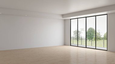 3D tasviri, büyük lüks, modern, parlak iç mekânlar sunuyor. Oturma odasındaki model bilgisayarlar dijital olarak oluşturuluyor.