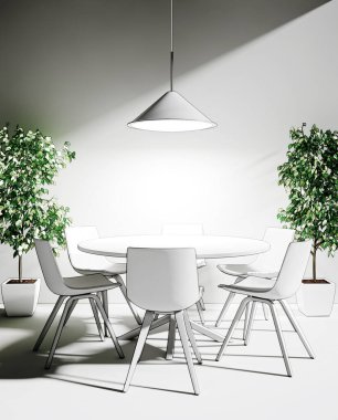 3D tasviri, büyük lüks, modern, parlak iç mekânlar sunuyor. Oturma odasındaki model bilgisayarlar dijital olarak oluşturuluyor.