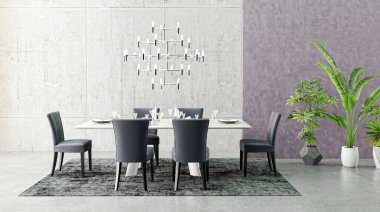 3D tasviri, büyük lüks, modern, parlak iç mekânlar sunuyor. Oturma odasındaki model bilgisayarlar dijital olarak oluşturuluyor.