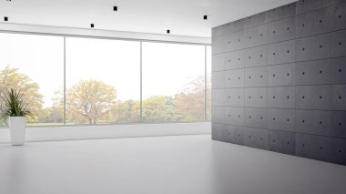 3D tasviri, büyük lüks, modern, parlak iç mekânlar sunuyor. Oturma odasındaki model bilgisayarlar dijital olarak oluşturuluyor.