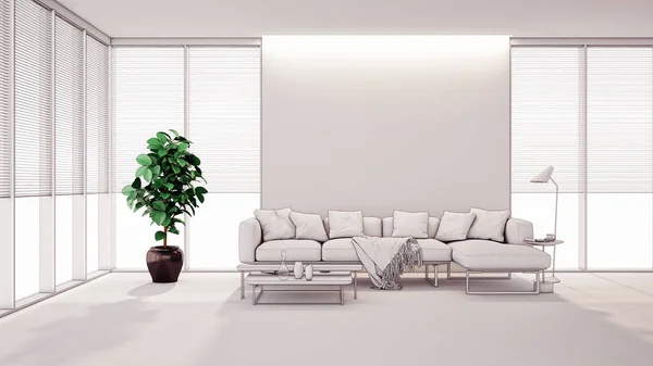 Ilustração Renderização Grande Luxo Modernos Interiores Brilhantes Sala Estar Computador — Fotografia de Stock