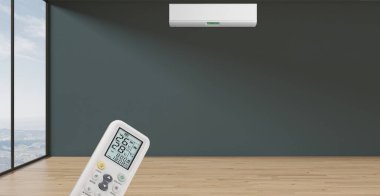 Büyük lüks, modern, aydınlık bir oturma odası. Klima modelleme çizimi 3D.