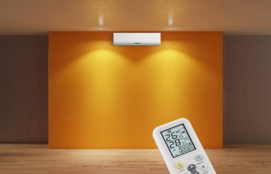 Büyük lüks, modern, aydınlık bir oturma odası. Klima modelleme çizimi 3D.