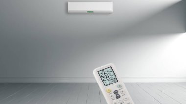 Büyük lüks, modern, aydınlık bir oturma odası. Klima modelleme çizimi 3D.