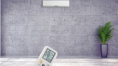 Büyük lüks, modern, aydınlık bir oturma odası. Klima modelleme çizimi 3D.