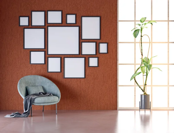 3D tasviri, büyük lüks, modern, parlak iç mekânlar sunuyor. Oturma odasındaki model bilgisayarlar dijital olarak oluşturuluyor.